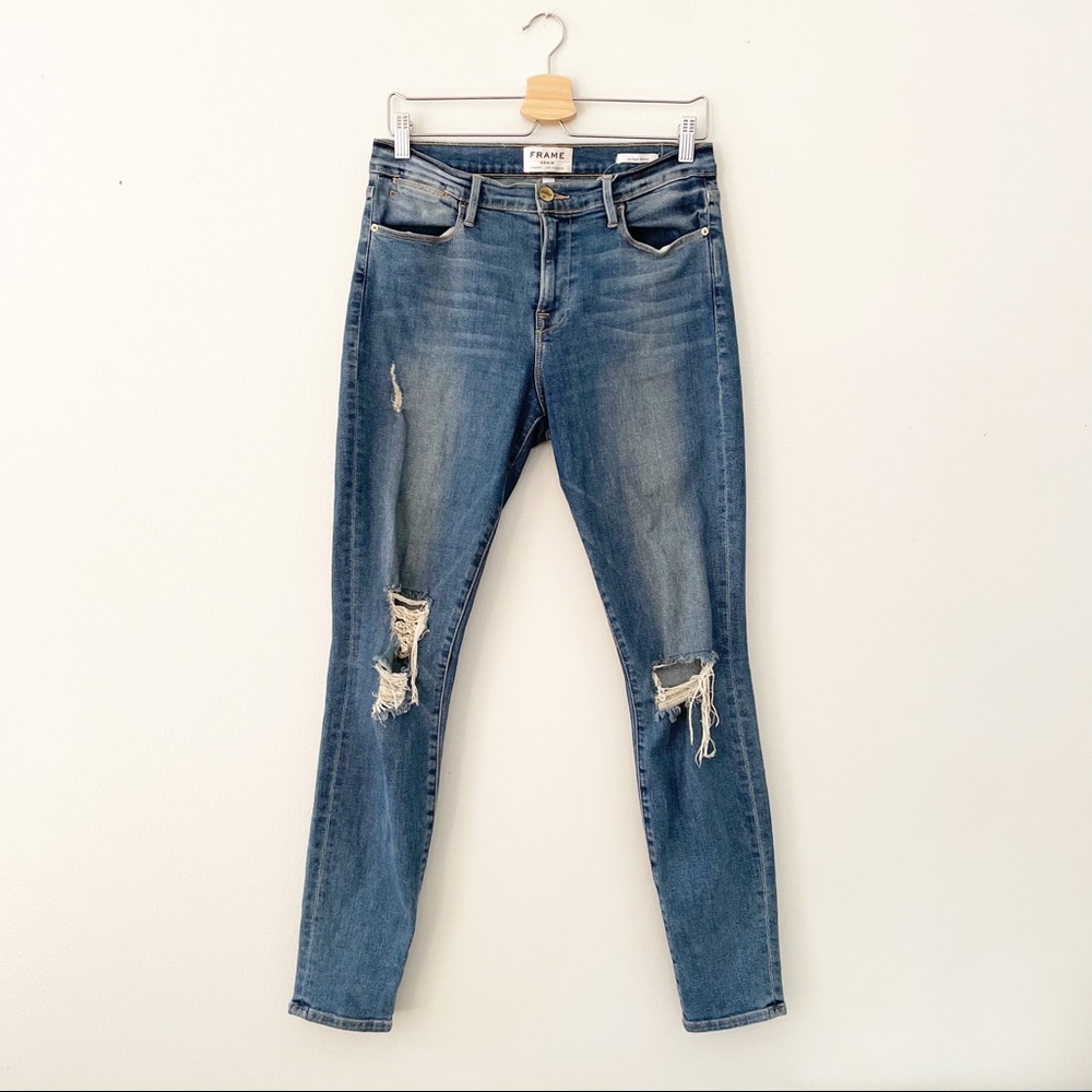 FRAME Le High Skinny Jeans Distressed Denim. Womens size 29